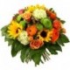 BOUQUET ROND CHRYSANTHEME ORANGE HIBISCUS FLEURS